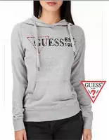 chaqueta hoodie guess mujer pas cher multi-mot gris